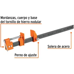 Prensa Sargentas con Solera Apertura 24" Largo 32", Hierro nodular Solera de acero, S2 17735 Truper Truper-Prensa Sargentas con 