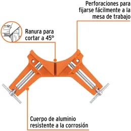 Prensa Esquinera 3" o 76.2 mm, cuerpo de aluminio tornillo de acero, angulos perfectos, PESQ-3 17690 Truper Truper-Prensa Esquin