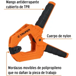 Prensa de Resorte 1 1/2", Cuerpo de Nylon Mango comodos de TPR, PRE-4 17700 Truper Truper-Prensa de Resorte 1 1/2", Cuerpo de Ny