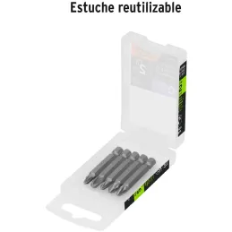 Juego de Puntas 5Piezas Pozidriv 2PZ1 2PZ2 1Z3 L2", para Desarmador Electrico o Manual, Truper 17799 Truper-Juego de Puntas 5Pie