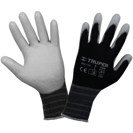 Guantes de Nylon Talla L recubierto de poliuretano puño tejido uso varios, GUX-MEC-L 13292 Truper Truper-Guantes de Nylon Talla 