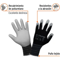 Guantes de Nylon Talla L recubierto de poliuretano puño tejido uso varios, GUX-MEC-L 13292 Truper Truper-Guantes de Nylon Talla 