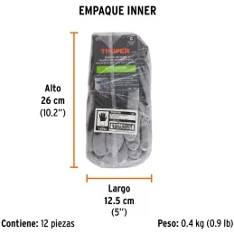 Guantes de Nylon Talla L recubierto de poliuretano puño tejido uso varios, GUX-MEC-L 13292 Truper Truper-Guantes de Nylon Talla 