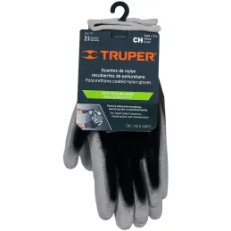 Guantes de Nylon Talla CH recubierto de poliuretano puño tejido, uso varios, GUX-MEC-C 13290 Truper Truper-Guantes de Nylon Tall