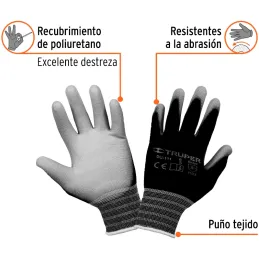 Guantes de Nylon Talla CH recubierto de poliuretano puño tejido, uso varios, GUX-MEC-C 13290 Truper Truper-Guantes de Nylon Tall