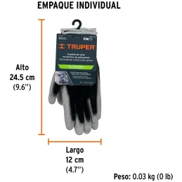 Guantes de Nylon Talla CH recubierto de poliuretano puño tejido, uso varios, GUX-MEC-C 13290 Truper Truper-Guantes de Nylon Tall