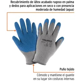 Guantes para Jardinero Talla M cubierto de latex puño tejido, GU-JAR-M 15266 Truper Truper-Guantes para Jardinero Talla M cubier