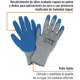 Guantes para Jardinero Talla CH cubierto de latex puño tejido, GU-JAR-C 15265 Truper Truper-Guantes para Jardinero Talla CH cubi