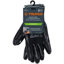 Guantes de Nylon Talla G recubierto de Nitrilo puño tejido, uso metalmecanica, GUX-NIT-L 13295 Truper Truper-Guantes de Nylon Ta