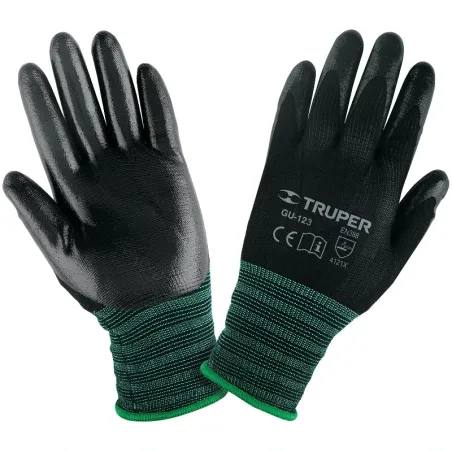 Guantes de Nylon Talla G recubierto de Nitrilo puño tejido, uso metalmecanica, GUX-NIT-L 13295 Truper Truper-Guantes de Nylon Ta