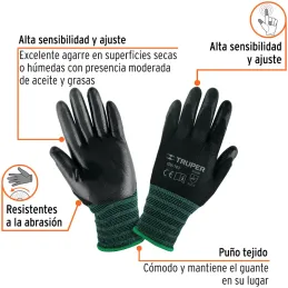 Guantes de Nylon Talla G recubierto de Nitrilo puño tejido, uso metalmecanica, GUX-NIT-L 13295 Truper Truper-Guantes de Nylon Ta