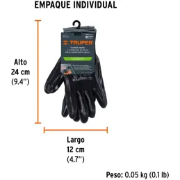Guantes de Nylon Talla G recubierto de Nitrilo puño tejido, uso metalmecanica, GUX-NIT-L 13295 Truper Truper-Guantes de Nylon Ta