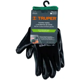 Guantes de Nylon Talla M recubierto de Nitrilo puño tejido, uso metalmecanica, GUX-NIT-M 13294 Truper Truper-Guantes de Nylon Ta