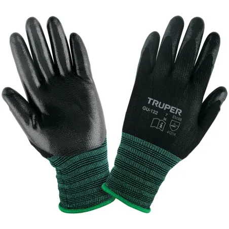 Guantes de Nylon Talla M recubierto de Nitrilo puño tejido, uso metalmecanica, GUX-NIT-M 13294 Truper Truper-Guantes de Nylon Ta