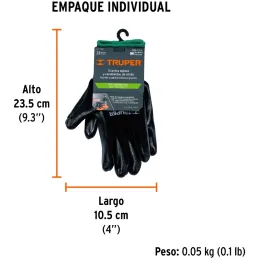Guantes de Nylon Talla M recubierto de Nitrilo puño tejido, uso metalmecanica, GUX-NIT-M 13294 Truper Truper-Guantes de Nylon Ta