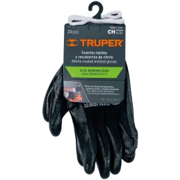 Guantes de Nylon Talla CH recubierto de Nitrilo puño tejido, uso metalmecanica, GUX-NIT-C 13293 Truper Truper-Guantes de Nylon T