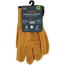 Guantes de Carnaza Talla M puño largo ajustado, para Construccion y manejo de abrasivos, GU-CACE 14240 Truper Truper-Guantes de 