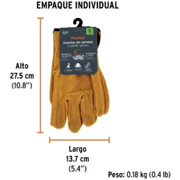Guantes de Carnaza Talla M puño largo ajustado, para Construccion y manejo de abrasivos, GU-CACE 14240 Truper Truper-Guantes de 