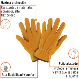 Guantes de Carnaza Talla CH puño corto ajustado, para Construccion y manejo de abrasivos, GU-CACE-C 15248 Truper Truper-Guantes 