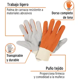 Guantes de Carnaza Unitalla ligera puño tejido, para trabajos Ligeros o Jardineria, GU-PAY 14244 Truper Truper-Guantes de Carnaz