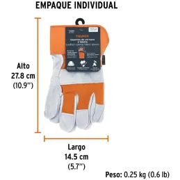 Guantes de Carnaza Talla G Loneta puño de Seguridad, uso general GUX-BOVA Truper 14245 Truper-Guantes de Carnaza Talla G Loneta 