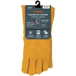 Guantes de Carnaza Unitalla con puño Largo de seguridad, para soldadura y Mantenimiento, GU-CAL 14242 Truper Truper-Guantes de C