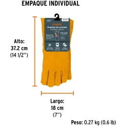 Guantes de Carnaza Unitalla con puño Largo de seguridad, para soldadura y Mantenimiento, GU-CAL 14242 Truper Truper-Guantes de C