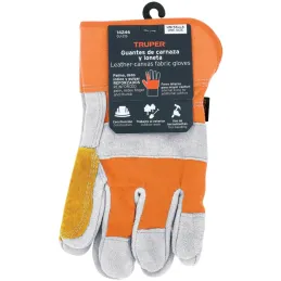Guantes de Carnaza Talla G Premium y Loneta, palma y puño reforzado, para Mantenimiento, GU-TECA-R 14246 Truper Truper-Guantes d
