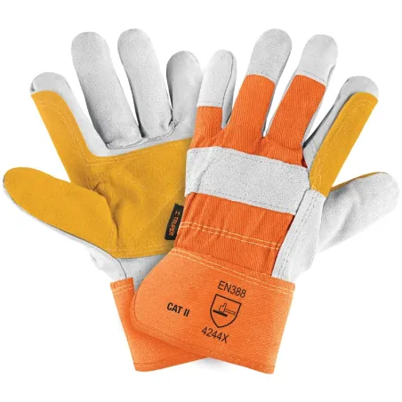 Guantes de Carnaza Talla G Premium y Loneta, palma y puño reforzado, para Mantenimiento, GU-TECA-R 14246 Truper Truper-Guantes d