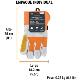 Guantes de Carnaza Talla G Premium y Loneta, palma y puño reforzado, para Mantenimiento, GU-TECA-R 14246 Truper Truper-Guantes d
