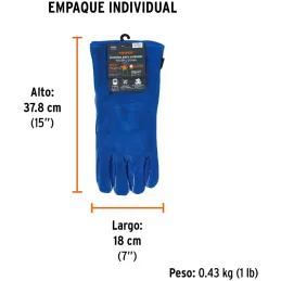 Guantes de Carnaza Unitalla Premium puño largo de seguridad, forro interno, para soldador, GU-SOL 15246 Truper Truper-Guantes de