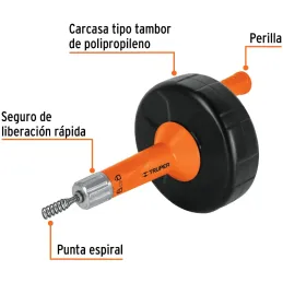 Destapacaños 7.6 m, Cable con alma de nylon, DECA-25 12279 Truper Truper-Destapacaños 7.6 m, Cable con alma de nylon, DECA-25 12