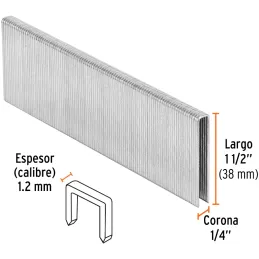 Grapas Corona 1/4" Calibre 18 L38mm Engrapadora Neumatica C5000u Truper 18278 Truper-Grapas Corona 1/4" Calibre 18 L38mm Engrapa