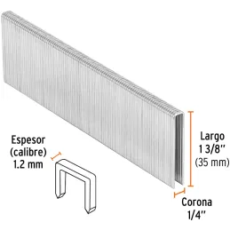 Grapas Corona 1/4" Calibre 18 L35mm Engrapadora Neumatica C5000u Truper 18277 Truper-Grapas Corona 1/4" Calibre 18 L35mm Engrapa
