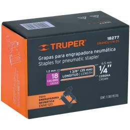 Grapas Corona 1/4" Calibre 18 L35mm Engrapadora Neumatica C5000u Truper 18277 Truper-Grapas Corona 1/4" Calibre 18 L35mm Engrapa