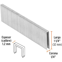 Grapas Corona 1/4" Calibre 18 L32mm Engrapadora Neumatica C5000u Truper 18276 Truper-Grapas Corona 1/4" Calibre 18 L32mm Engrapa