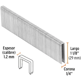 Grapas Corona 1/4" Calibre 18 L29mm Engrapadora Neumatica C5000u Truper 18275 Truper-Grapas Corona 1/4" Calibre 18 L29mm Engrapa