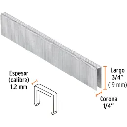 Grapas Corona 1/4" Calibre 18 L19mm Engrapadora Neumatica C5000u Truper 18272 Truper-Grapas Corona 1/4" Calibre 18 L19mm Engrapa