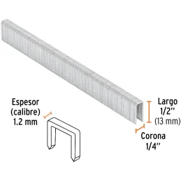 Grapas Corona 1/4" Calibre 18 L13mm Engrapadora Neumatica C5000u Truper 18270 Truper-Grapas Corona 1/4" Calibre 18 L13mm Engrapa