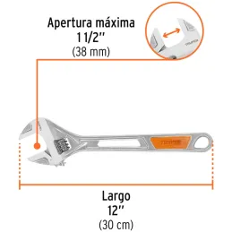 Llave Francesa 12" A1-1/2" ACromadas MangoPVC Truper 15512 Truper-Llave Francesa 12" A1-1/2" ACromadas MangoPVC Truper 15512 For