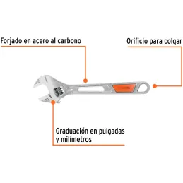 Llave Francesa 10" A1-1/4" ACromadas MangoPVC Truper 15511 Truper-Llave Francesa 10" A1-1/4" ACromadas MangoPVC Truper 15511 For