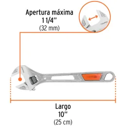 Llave Francesa 10" A1-1/4" ACromadas MangoPVC Truper 15511 Truper-Llave Francesa 10" A1-1/4" ACromadas MangoPVC Truper 15511 For