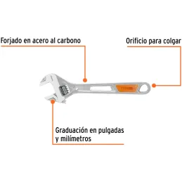 Llave Francesa 8" A1" ACromadas MangoPVC Truper 15510 Truper-Llave Francesa 8" A1" ACromadas MangoPVC Truper 15510 Forjado en ac