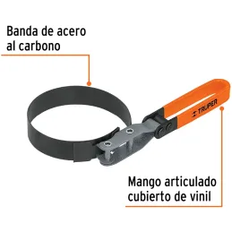 Llaves filtro de Aceite Suncho 3 15/16" L3 3/4", Mango en Vinil, Banda de Acero al Carbono, LF-1000 14518 Truper Truper-Llaves f