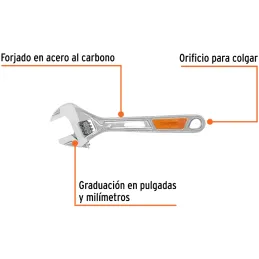 Llave Francesa 6" A3/4" ACromadas MangoPVC Truper 15509 Truper-Llave Francesa 6" A3/4" ACromadas MangoPVC Truper 15509 Forjado e