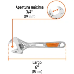 Llave Francesa 6" A3/4" ACromadas MangoPVC Truper 15509 Truper-Llave Francesa 6" A3/4" ACromadas MangoPVC Truper 15509 Forjado e
