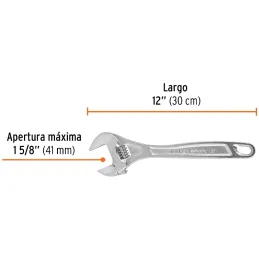 Llave Francesa 12" A1-5/8" Profesionales CrVanadio Cromadas Truper 15508 Truper-Llave Francesa 12" A1-5/8" Profesionales CrVanad
