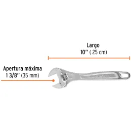 Llave Francesa 10" A1-3/8" Profesionales CrVanadio Cromadas Truper 15507 Truper-Llave Francesa 10" A1-3/8" Profesionales CrVanad