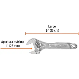 Llave Francesa 6" A1" Profesionales CrVanadio Cromadas Truper 15505 Truper-Llave Francesa 6" A1" Profesionales CrVanadio Cromada