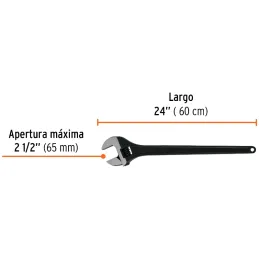 Llave Francesa 24" A2-1/2" Profesionales CrVanadio Fosfatadas Truper 15499 Truper-Llave Francesa 24" A2-1/2" Profesionales CrVan